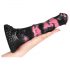 Slechte Paard - siliconen paardenharnas dildo 18cm (zwart-roze)