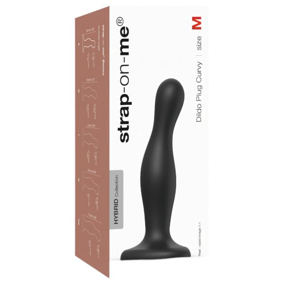 Strap-on-me Curvy M - golvende, zuignap dildo (zwart)