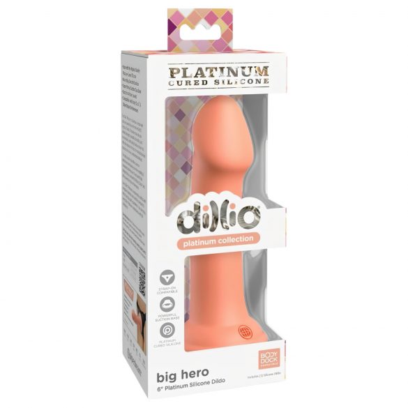 Dillio Big Hero - siliconen dildo met zuignap (17cm) - oranje