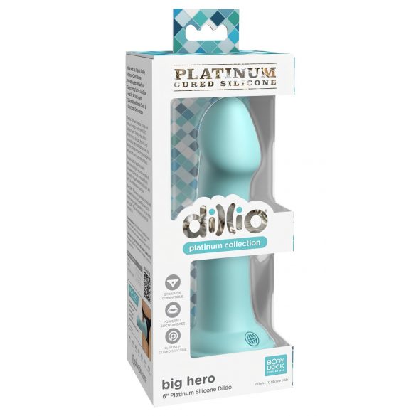 Dillio Big Hero - zuignap dildo (17 cm) - turkoois