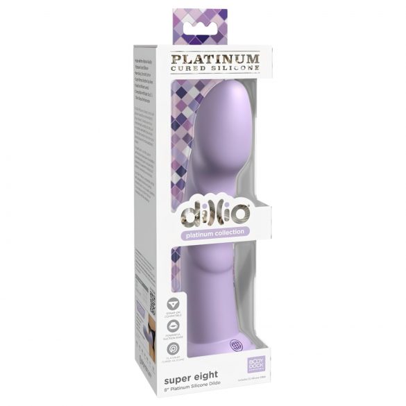 Dillio Super Eight - zuignap siliconen dildo (21cm) - paars