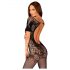 Obsessive - Open rug fishnet catsuit (zwart) (S-L)