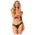 Obsessive Bella Rou - bloemen string (zwart) - M/L