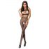 Passion BS048 - Opengewerkte catsuit met halternek (zwart) - S-L