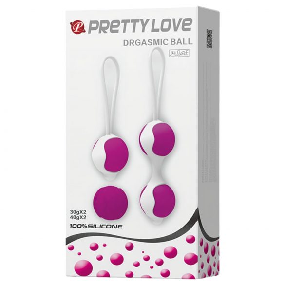 Pretty Love Orgasmisch - verstelbare kegelbal set (wit-paars)