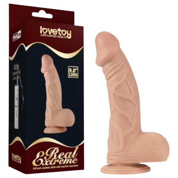 Lovetoy Real Extreme - zuignapdildo met ballen - 23cm (natuurlijk)