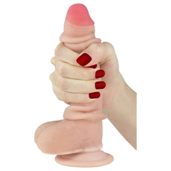 Lovetoy Sliding-Skin - dubbele dildo - 18cm (huidskleur)