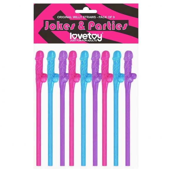 Lovetoy - realistische penis rietjes (roze-blauw-paars)