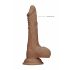 RealRock Dildo 17cm - levensecht en met ballen - donker natuurkleur