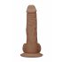 RealRock Dong 8 - levensechte dildo met ballen (20cm) - donker natuurkleur