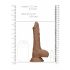 RealRock Dong 8 - levensechte dildo met ballen (20cm) - donker natuurkleur