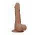 RealRock Dong 8 - levensechte dildo met ballen (20cm) - donker natuurkleur