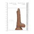 RealRock Dong 9 - realistische dildo met balzak (23 cm) - donker natuur