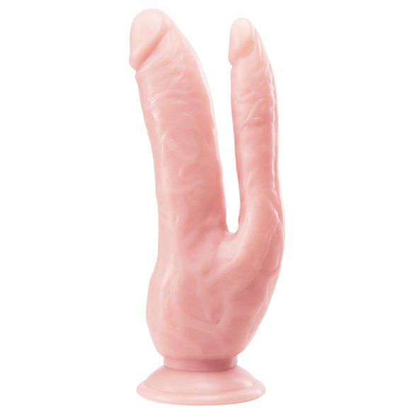 Dr. Skin 8 - natuur dubbele dildo met zuignap