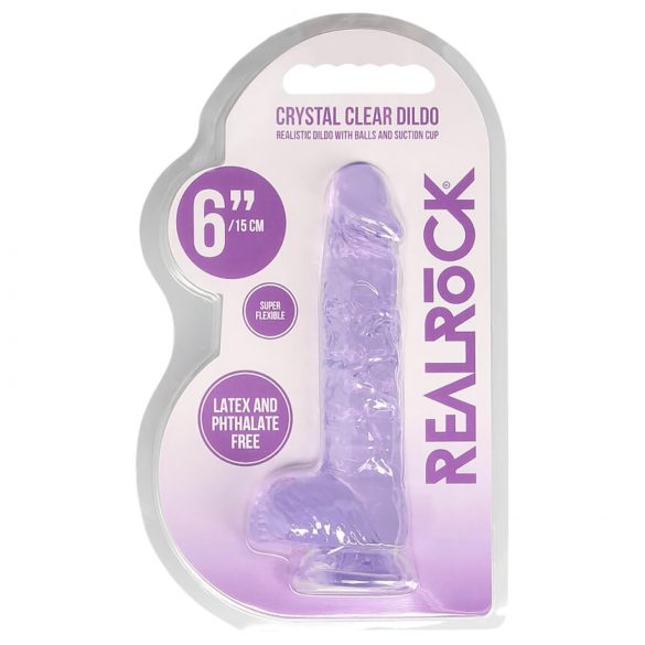 REALROCK - Transparante Realistische Dildo - Paars (15cm)