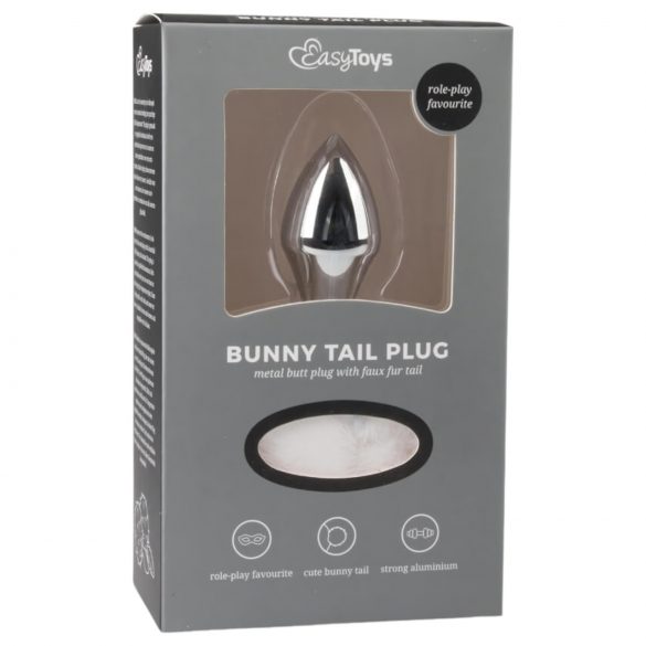 Easytoys Bunny NO1 - metalen anaalplug met konijnenstaart (zilver-wit)