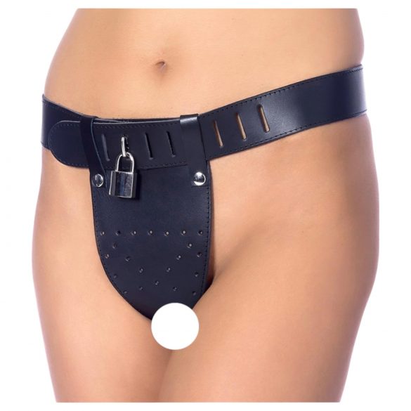 Rimba - open leren kuisheidsbelt (zwart) - M/L