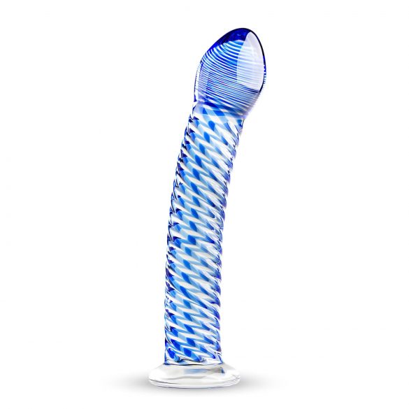 Gildo Glass Nr. 5 - spiraalvormige dildo (transparant-blauw)