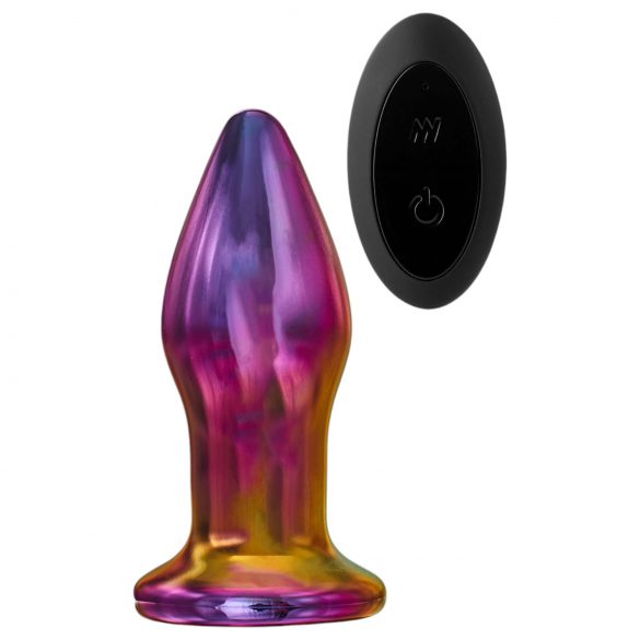 Glamour Glass - kegelige, draadloze glazen anaal vibrator (kleurrijk)