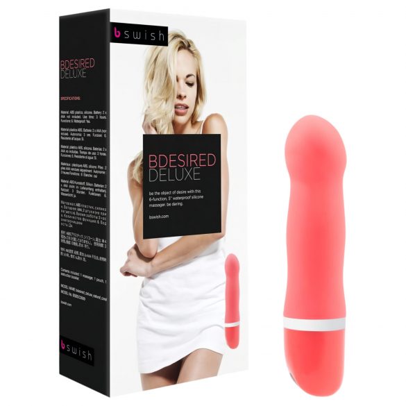 B SWISH Bdesired Deluxe - Stijlvolle staafvibrator met opvallende kop (koraal)