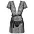 Obsessive Alluria - Zwarte kanten kimono met string