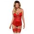 Obsessive Lovica - rode kanten jarretel set met string - L/XL