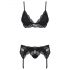 Obsessive 810-SEG-1 - kanten lingerie set (zwart) - L/XL