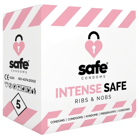 SAFE Intense Safe - geribbelde en gestippelde condooms (5 stuks)