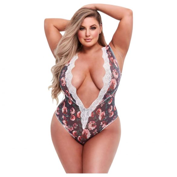 Baci Plus Size - bloemenkant body