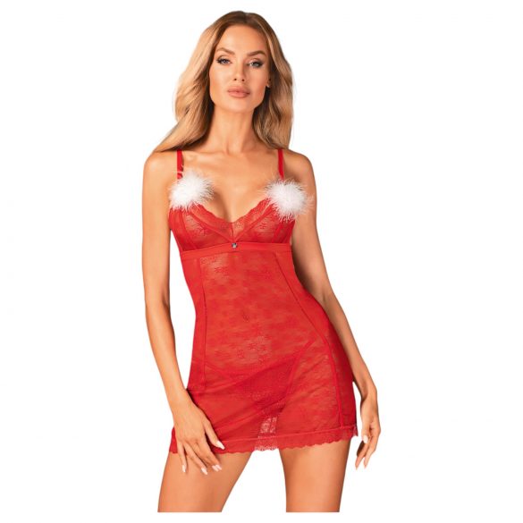 Obsessive Claussica babydoll & string (rood) - XL/XXL